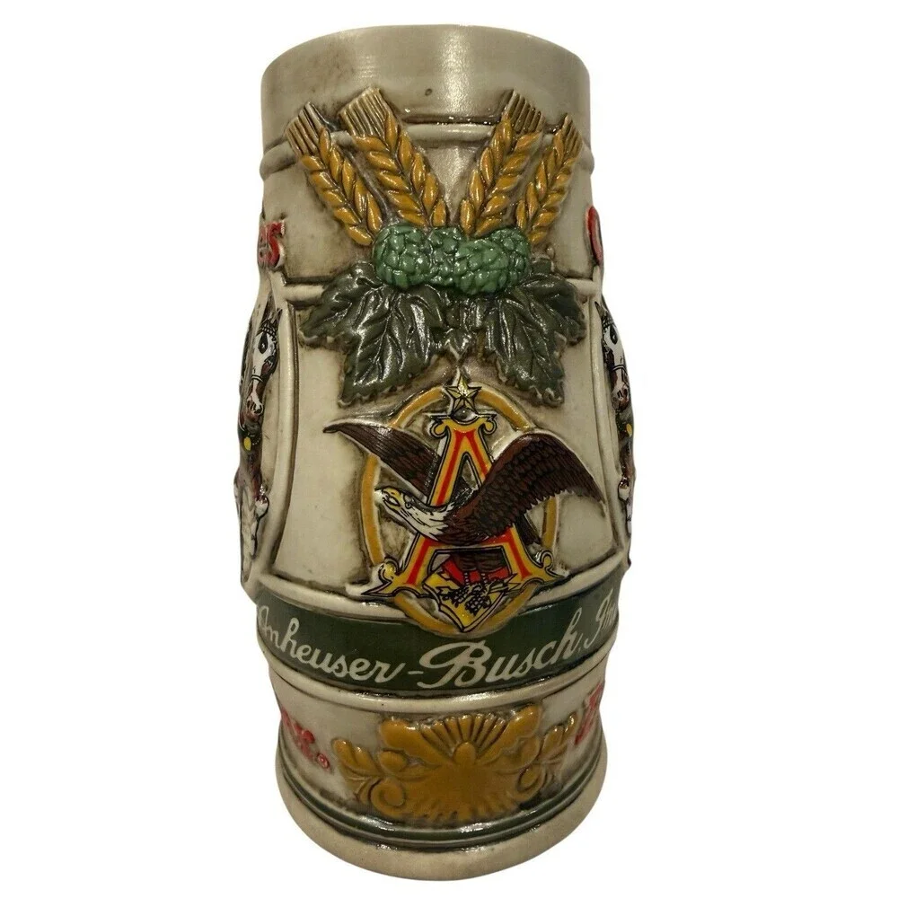 Vintage 1983 Anheuser-Busch Budweiser Clydesdales Christmas Holiday Stein